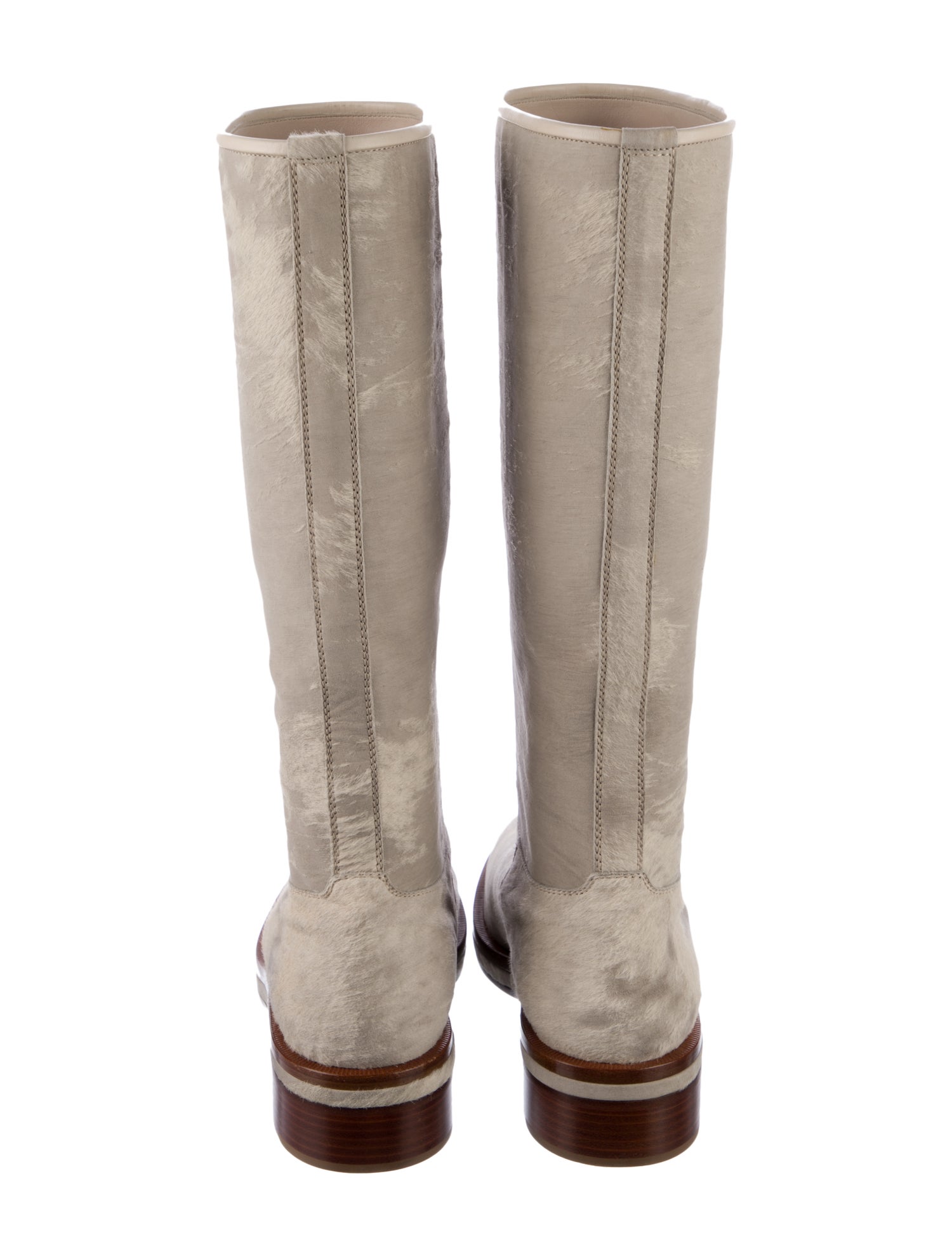 Chanel Interlocking CC Logo Ponyhair Riding Boots